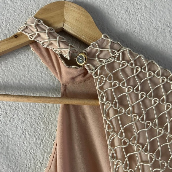 Sandra Mansour Cream Crochet Net One Shoulder Asymmetric Maxi Dress - Picture 11 of 12